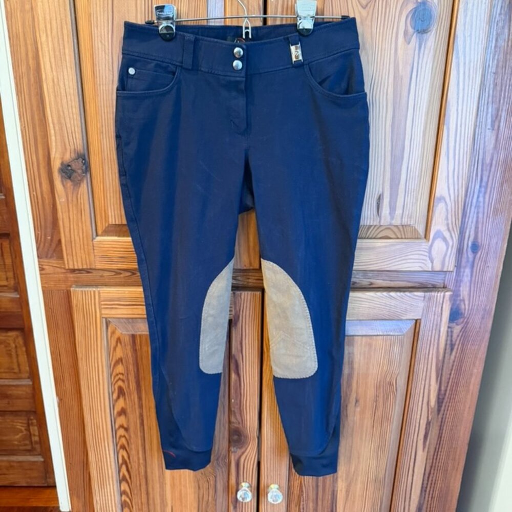 HKM women’s breeches - NAVY with knee patches - 28